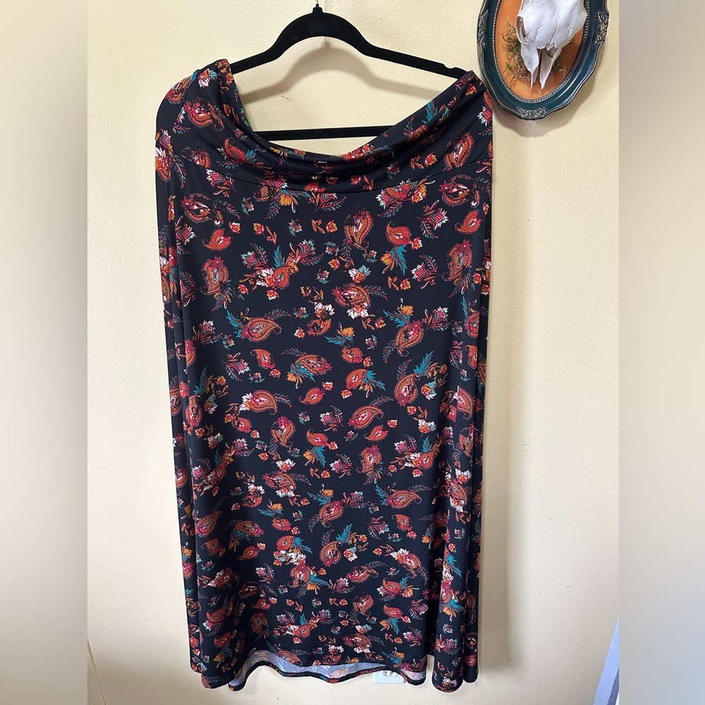 LuLaRoe Black Skirt with Colorful Floral Design